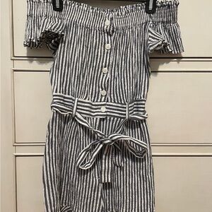 Zara Navy and White Striped Romper